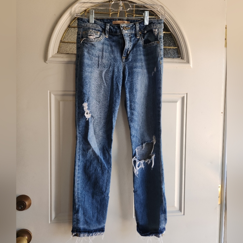 Joe's Jeans Womens Skinny Crop Blue Jean Size 25 Distressed Denim Cotton Pockets